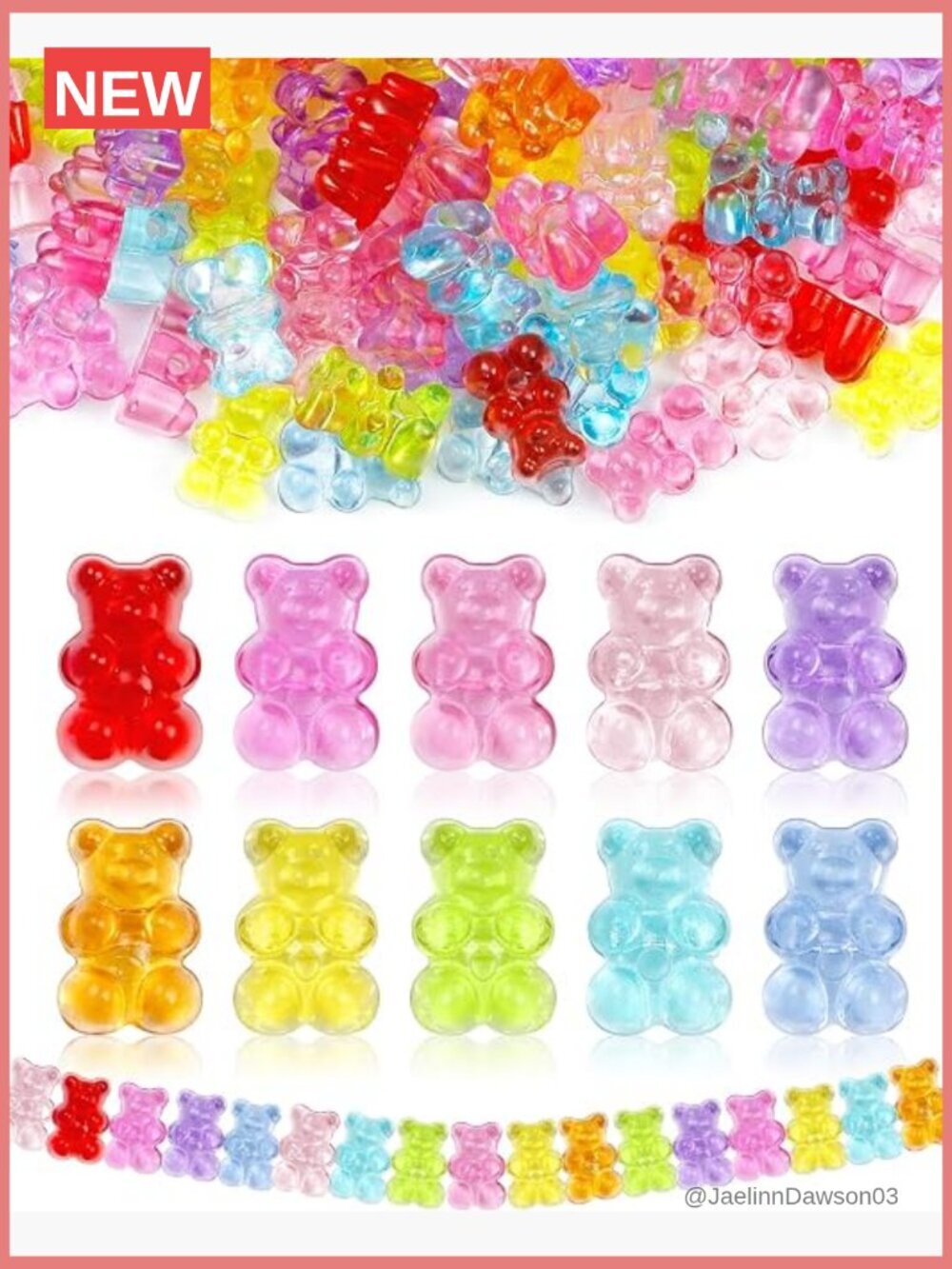 200 Clear Acrylic Gummy Bear Beads for Jewelry Making
